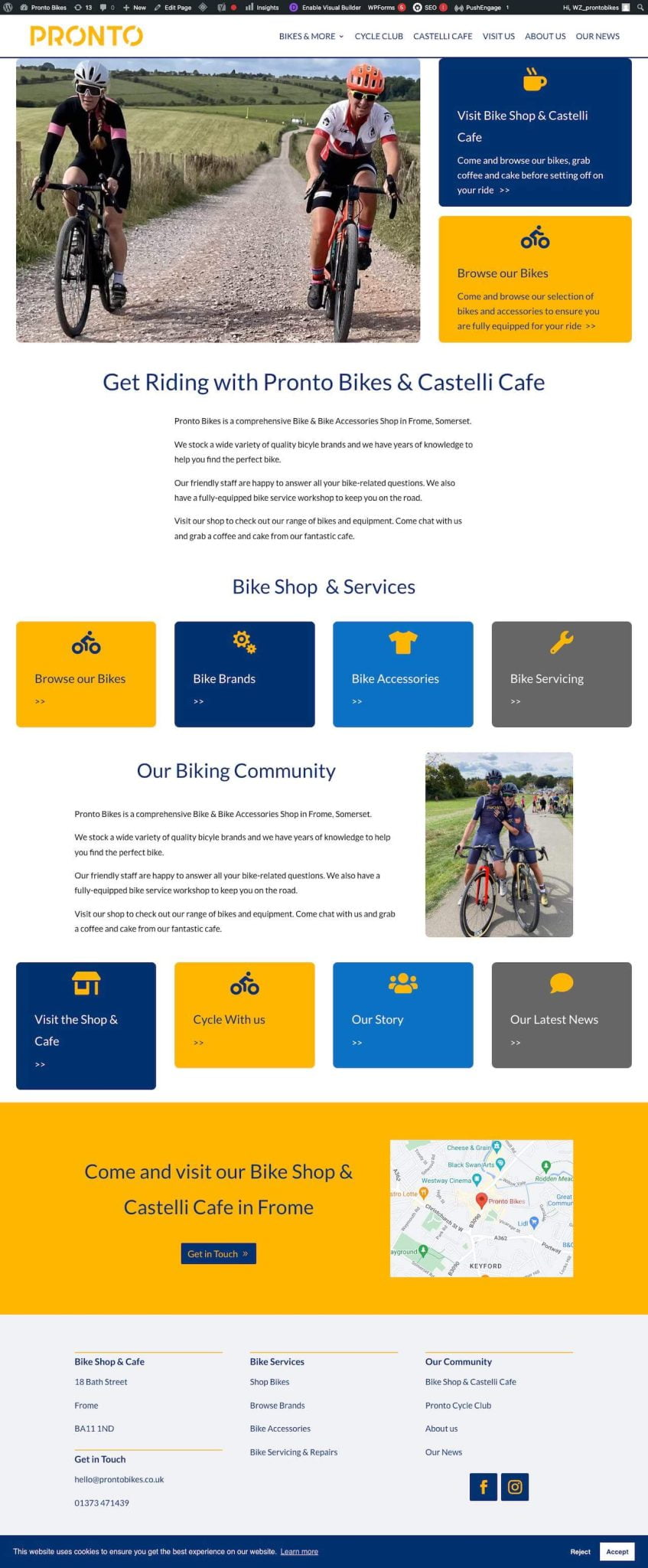Pronto BIkes website page Pronto BIkes website page