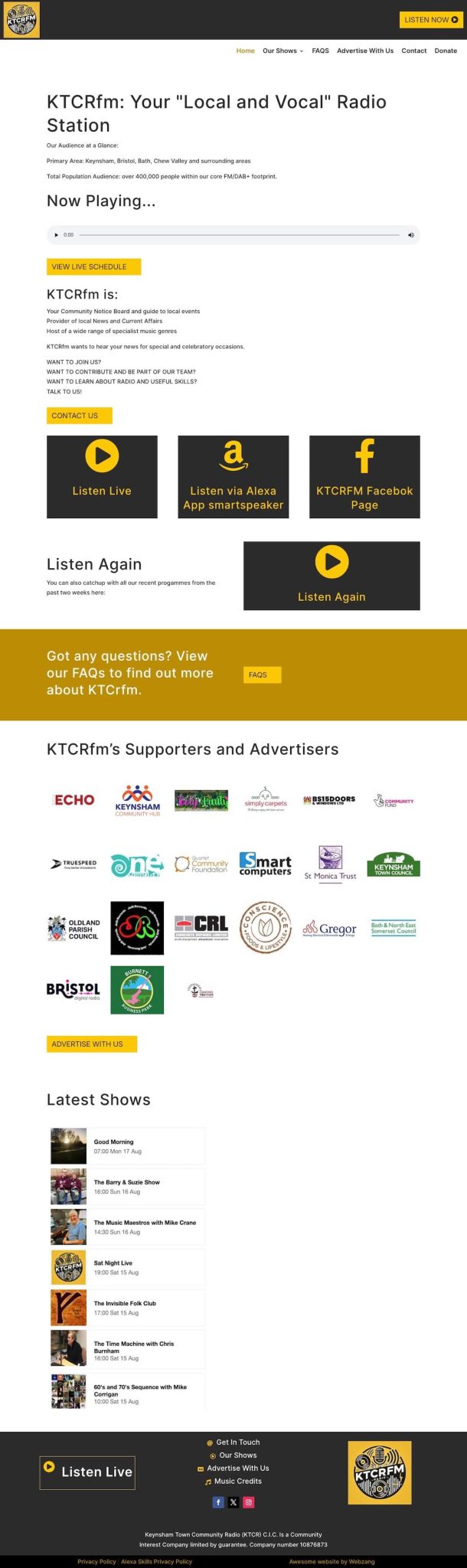 quality wordpress website design ktcrfm radio station screenshot