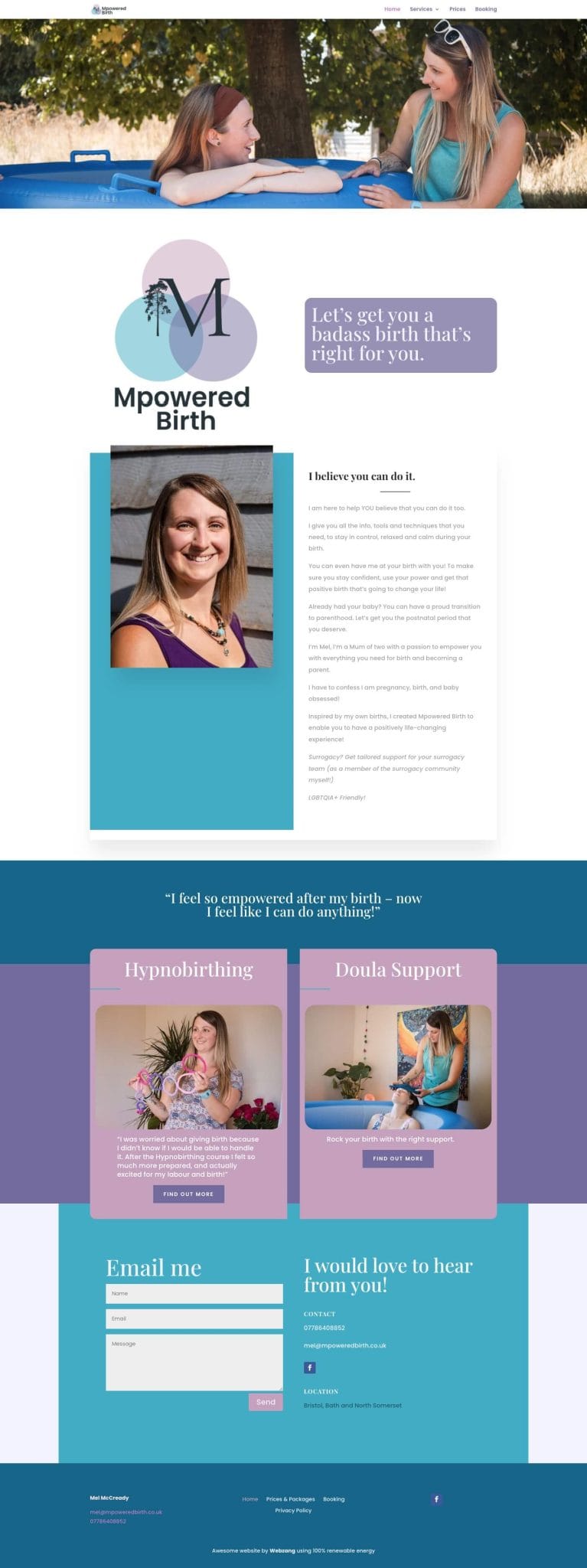 great wordpress design mpowered birth screencapture doula website screenshot